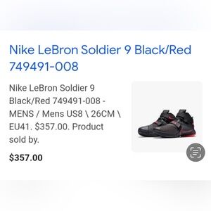 Nike LeBron Soldier 9 Gently Used Sneakers. Men 6.5 & Women 8